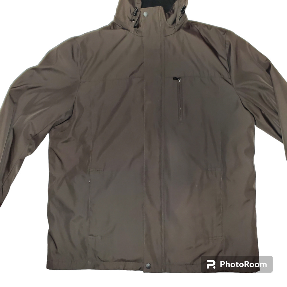 Calvin Klein Black Hood Removable Jacket Men Size Large Water Resistant and Wind - Picture 4 of 15